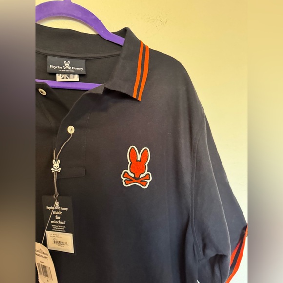 NEW Psycho Bunny Burlington Polo Mens Pima Cotton Navy Orange 8 XXL NWT - Picture 6 of 10